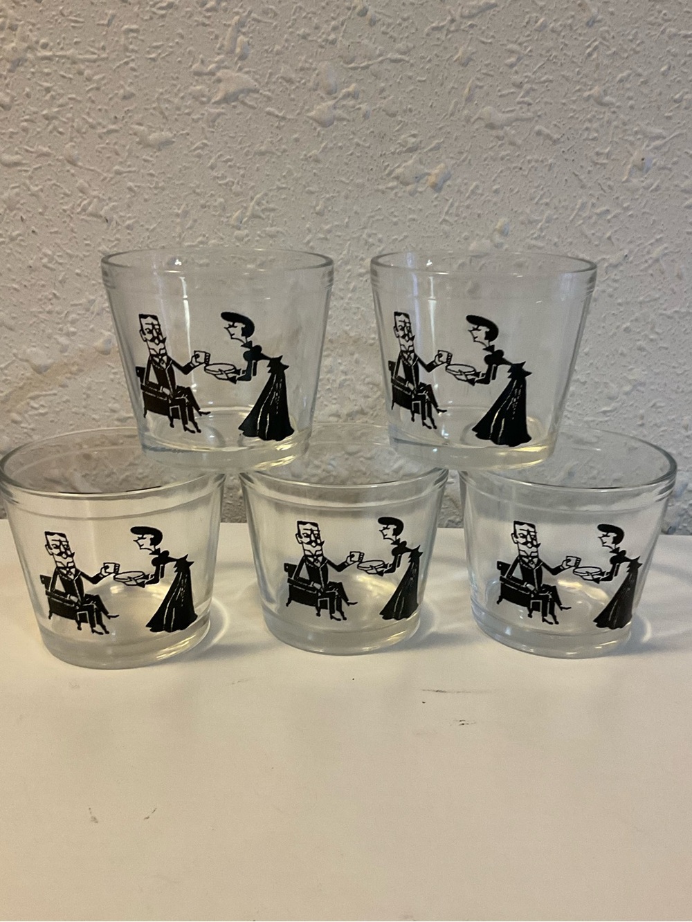 5pc Vintage MCM Anchor Hocking double shot Glasses